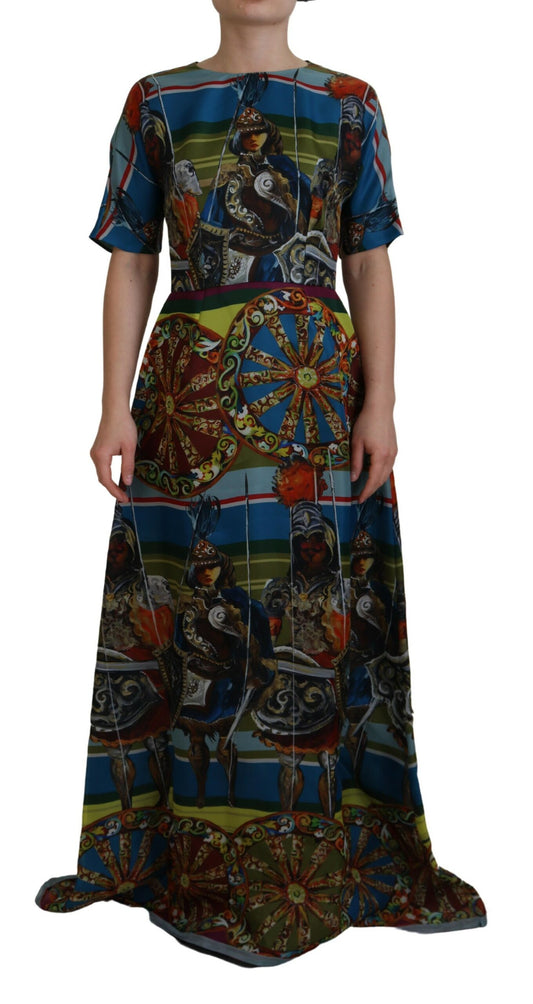 Dolce &amp; Gabbana Multicolor Sicily Silk A-line Long Gown Dress