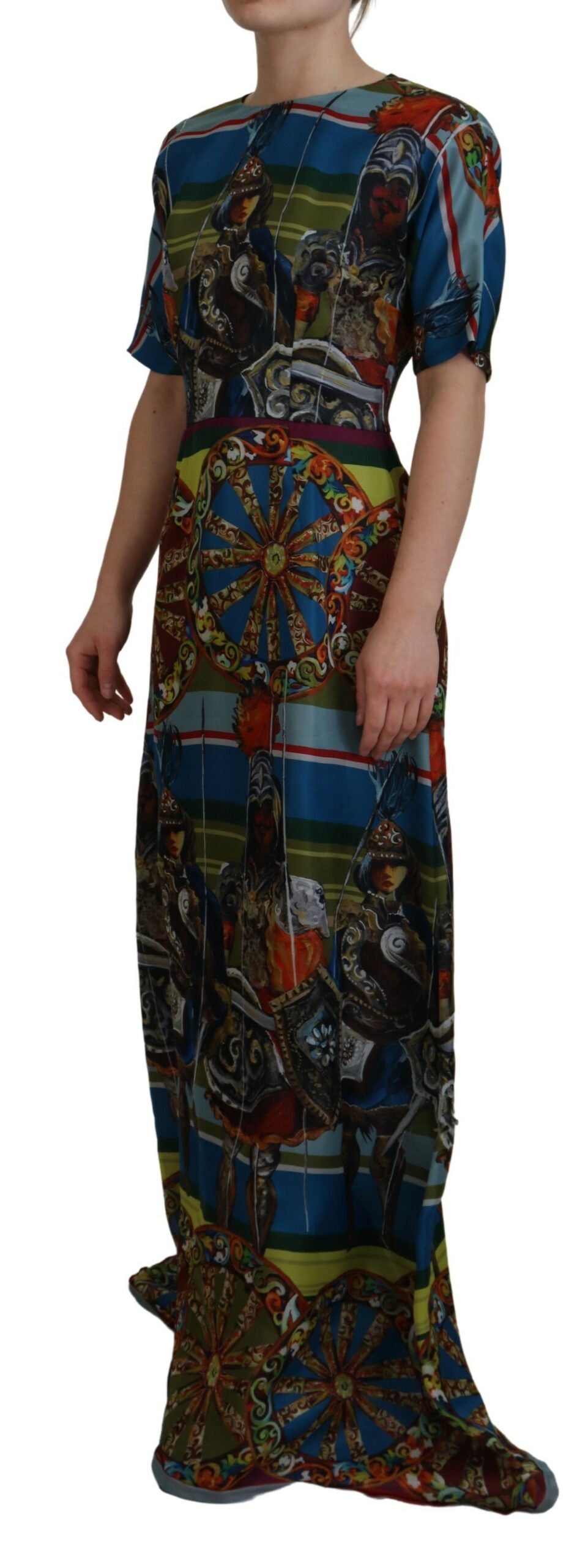 Dolce &amp; Gabbana Multicolor Sicily Silk A-line Long Gown Dress