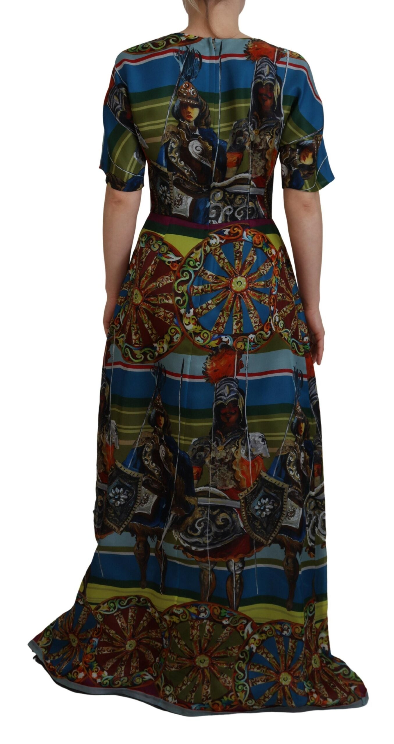 Dolce &amp; Gabbana Multicolor Sicily Silk A-line Long Gown Dress