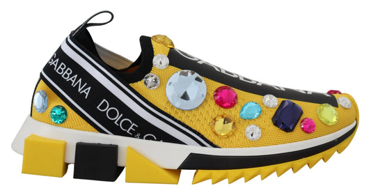 Gelbe Sorrento-Kristall-Turnschuhe von Dolce &amp; Gabbana