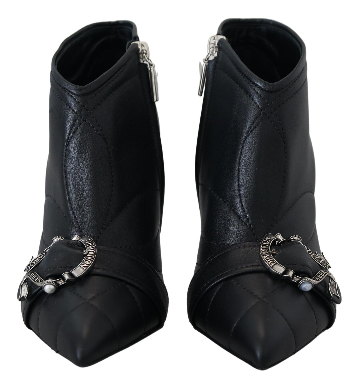 Schwarze Devotion-Stiefeletten mit gesteppter Schnalle von Dolce &amp; Gabbana