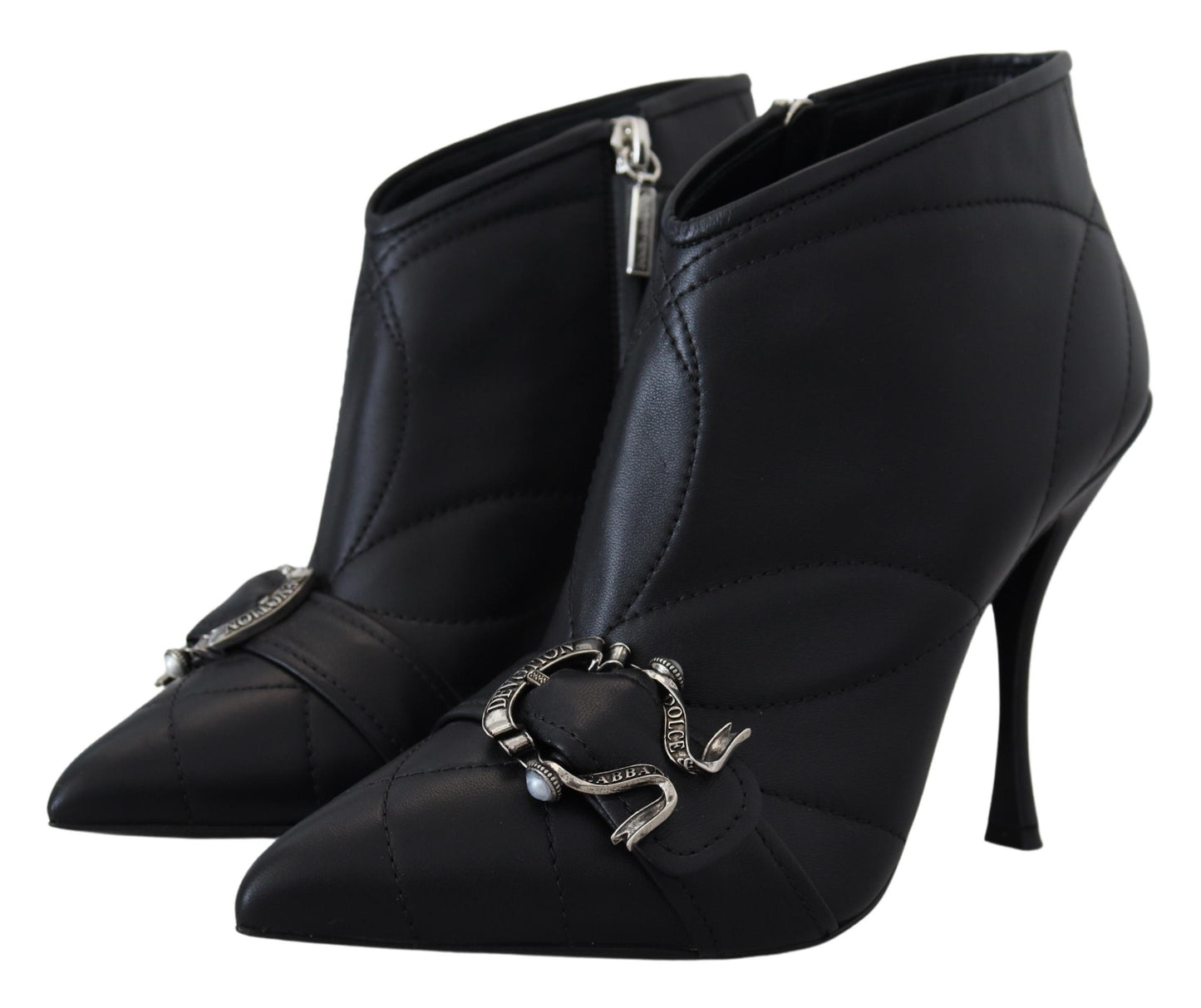 Schwarze Devotion-Stiefeletten mit gesteppter Schnalle von Dolce &amp; Gabbana