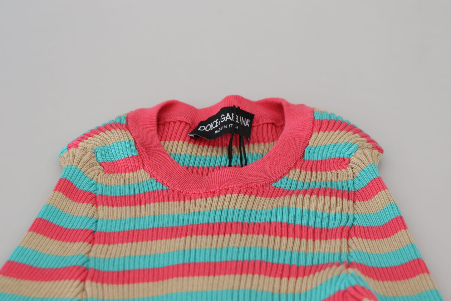 Dolce &amp; Gabbana Multicolor Crewneck Pullover Silk Sweater