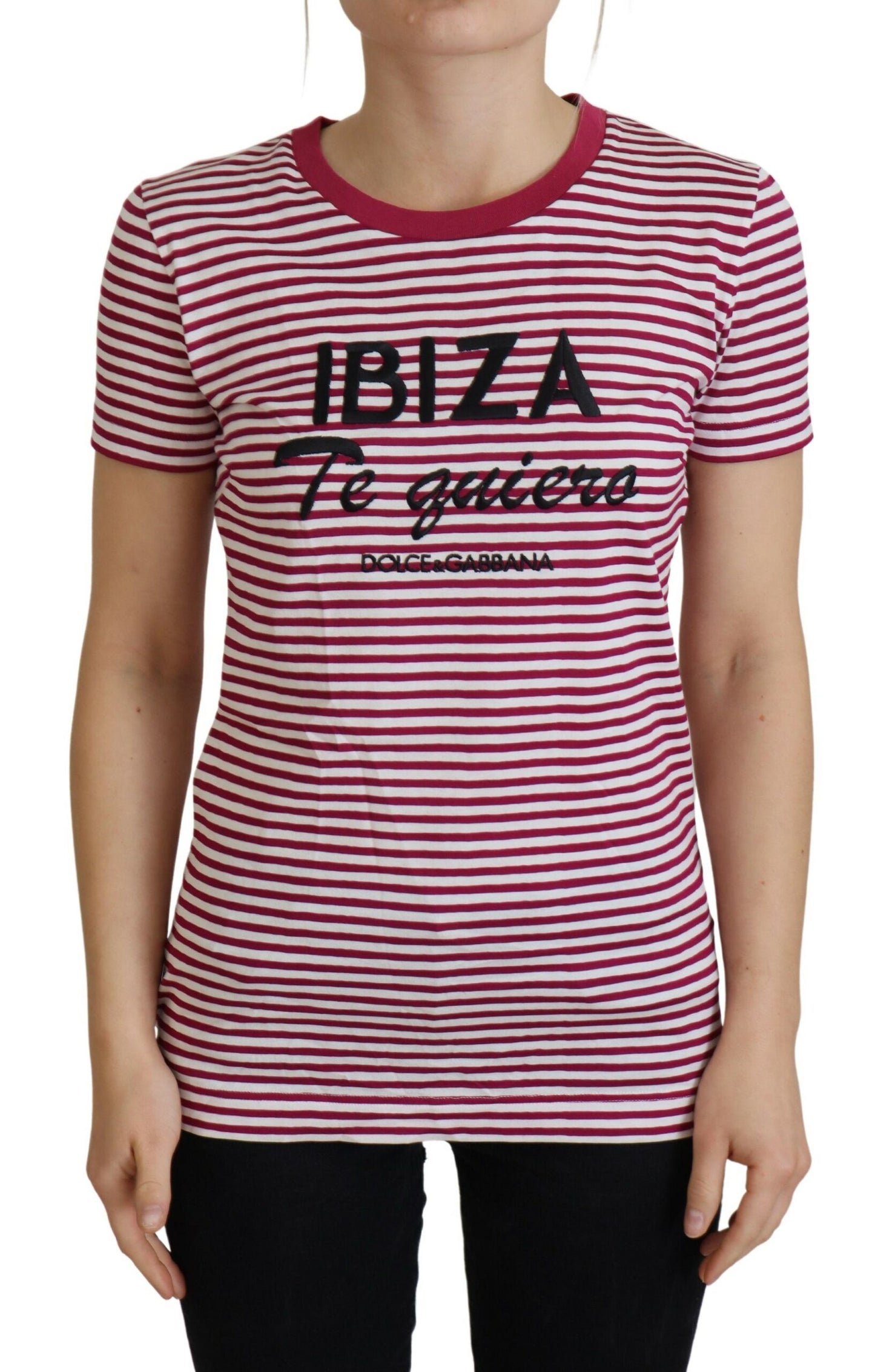 Dolce &amp; Gabbana Weiß-Rosa IBIZA Exklusives T-Shirt