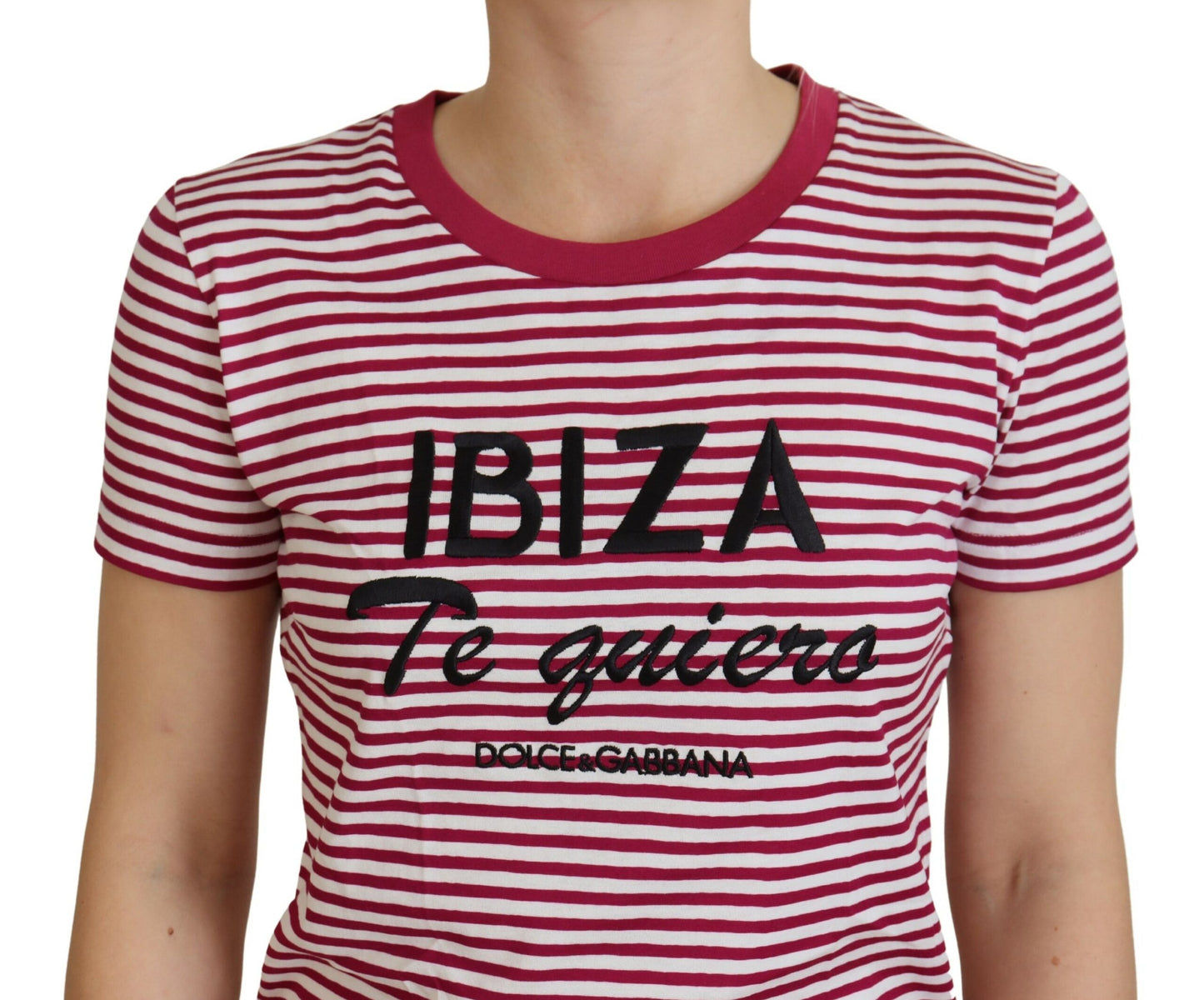 Dolce &amp; Gabbana Weiß-Rosa IBIZA Exklusives T-Shirt