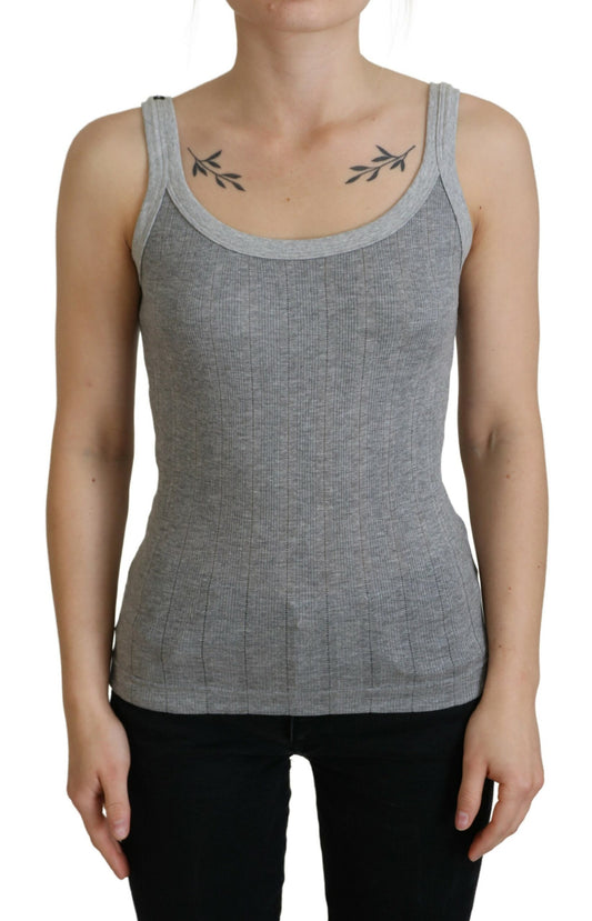 Dolce &amp; Gabbana Grey Cotton Modal Canotta Tank Top T-shirt