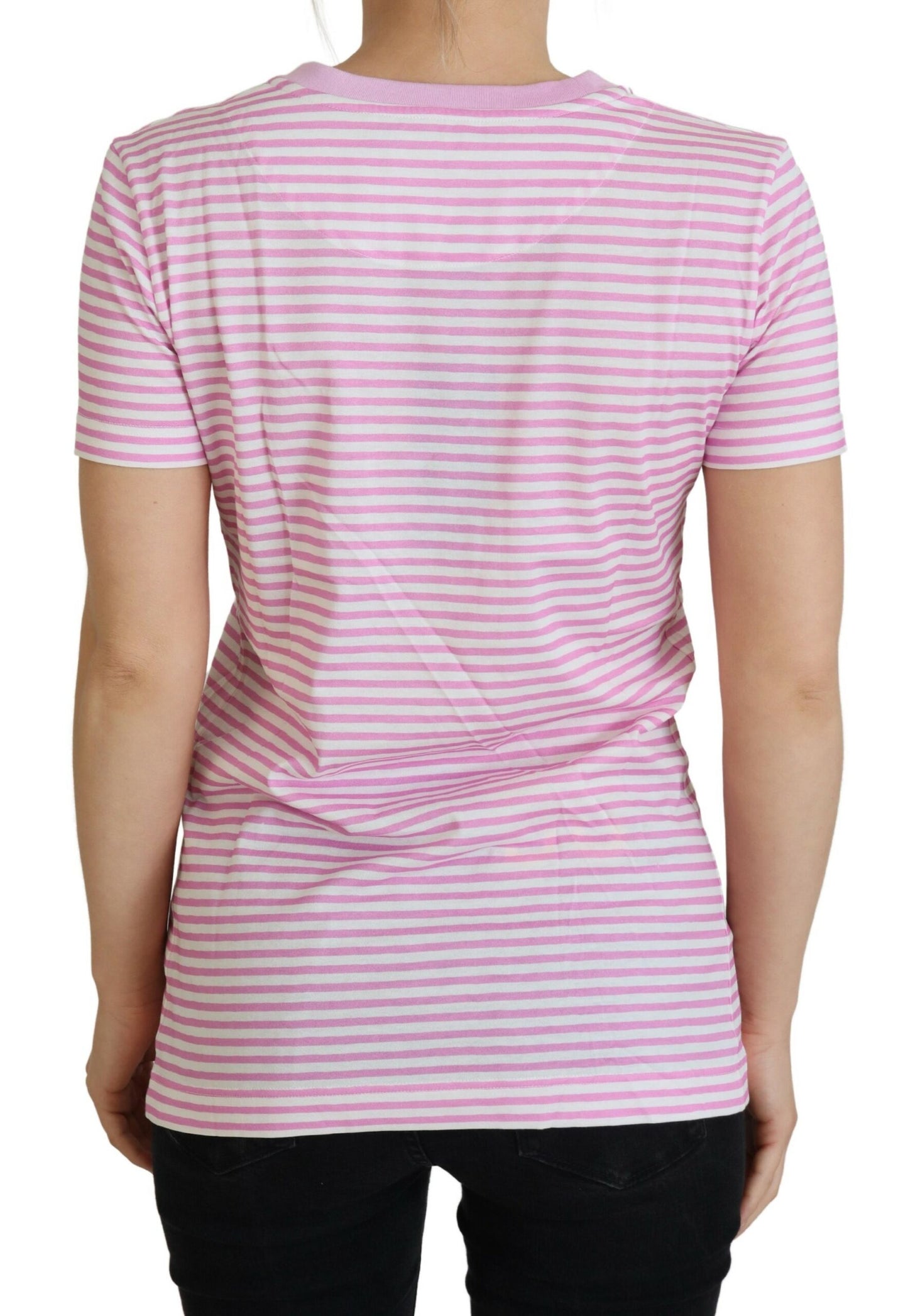 Dolce &amp; Gabbana Weiß-Rosa CANNES Exklusives T-Shirt