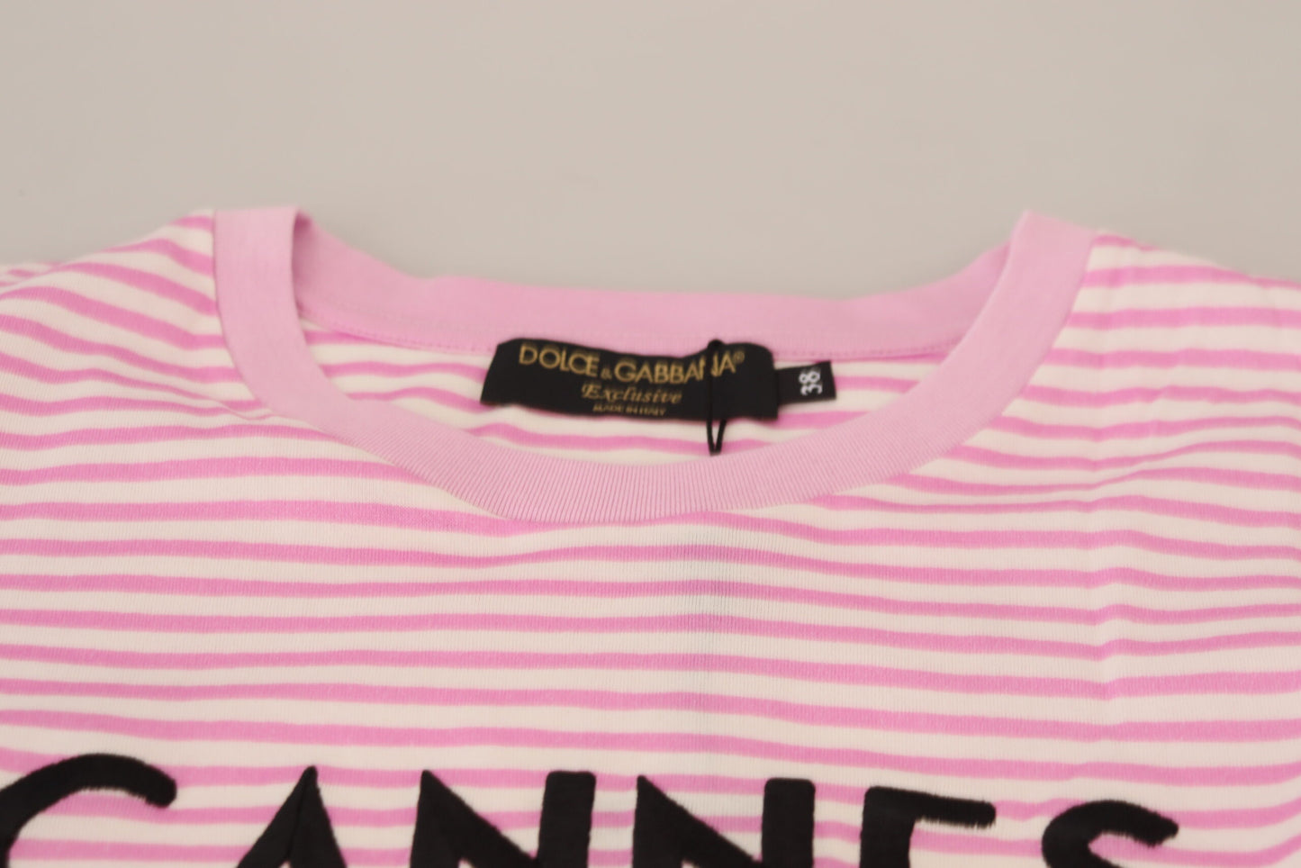 Dolce &amp; Gabbana Weiß-Rosa CANNES Exklusives T-Shirt