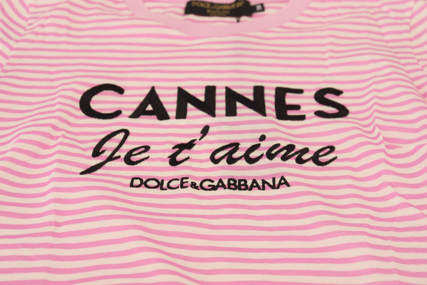 Dolce &amp; Gabbana Weiß-Rosa CANNES Exklusives T-Shirt