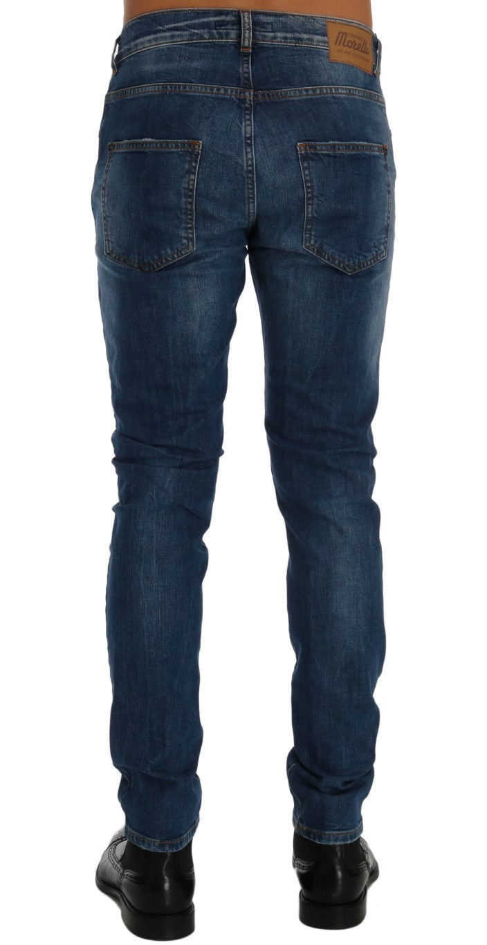 Frankie Morello Chic Slim Fit Blue Distressed Jeans