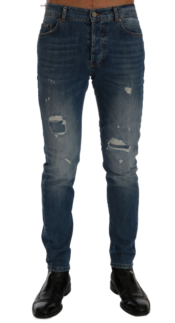 Frankie Morello Blue Wash Napunit na Dunfermile Slim Fit Jeans