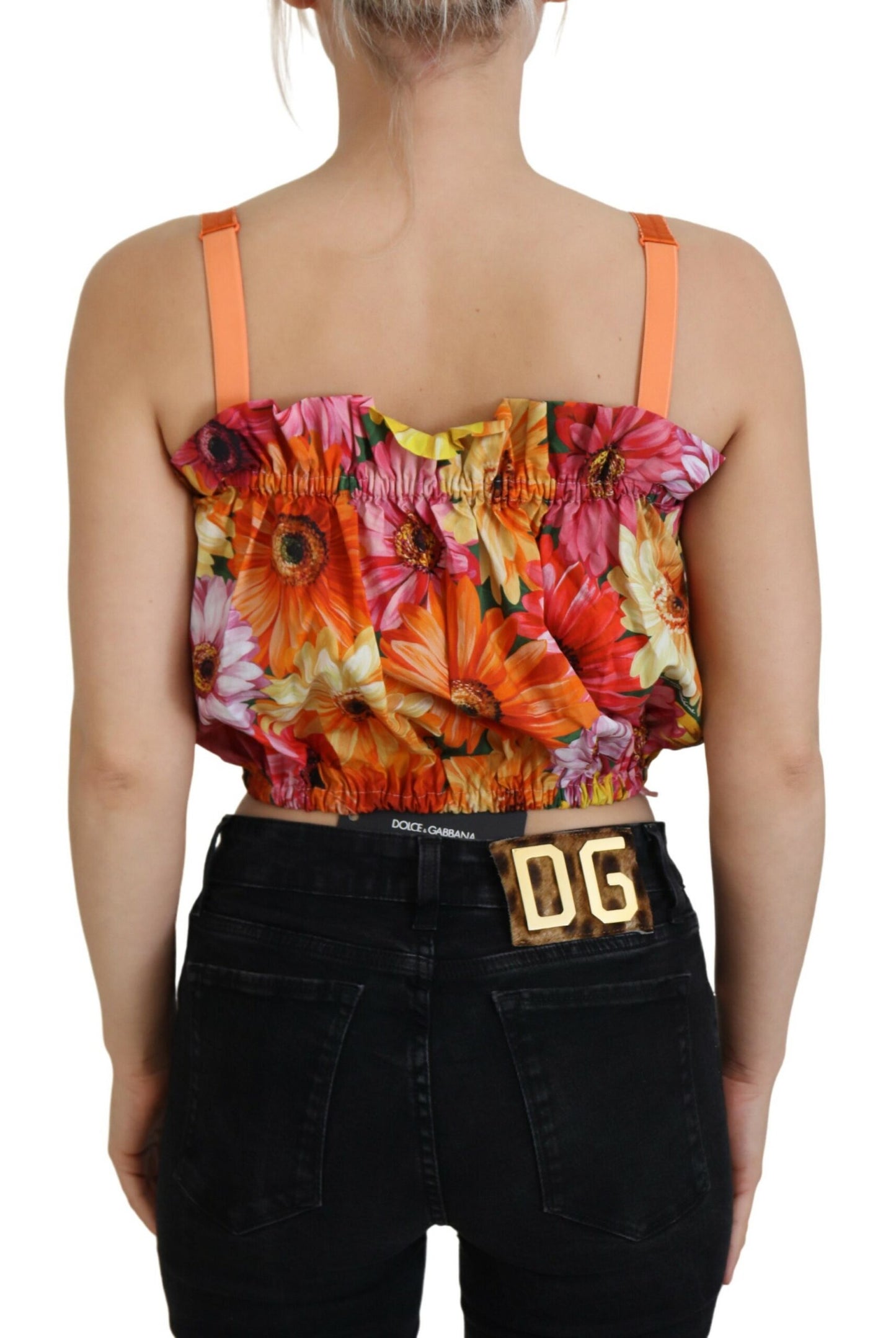 Dolce &amp; Gabbana Bluse, kurz geschnittenes Tanktop aus Baumwolle mit Blumenmuster