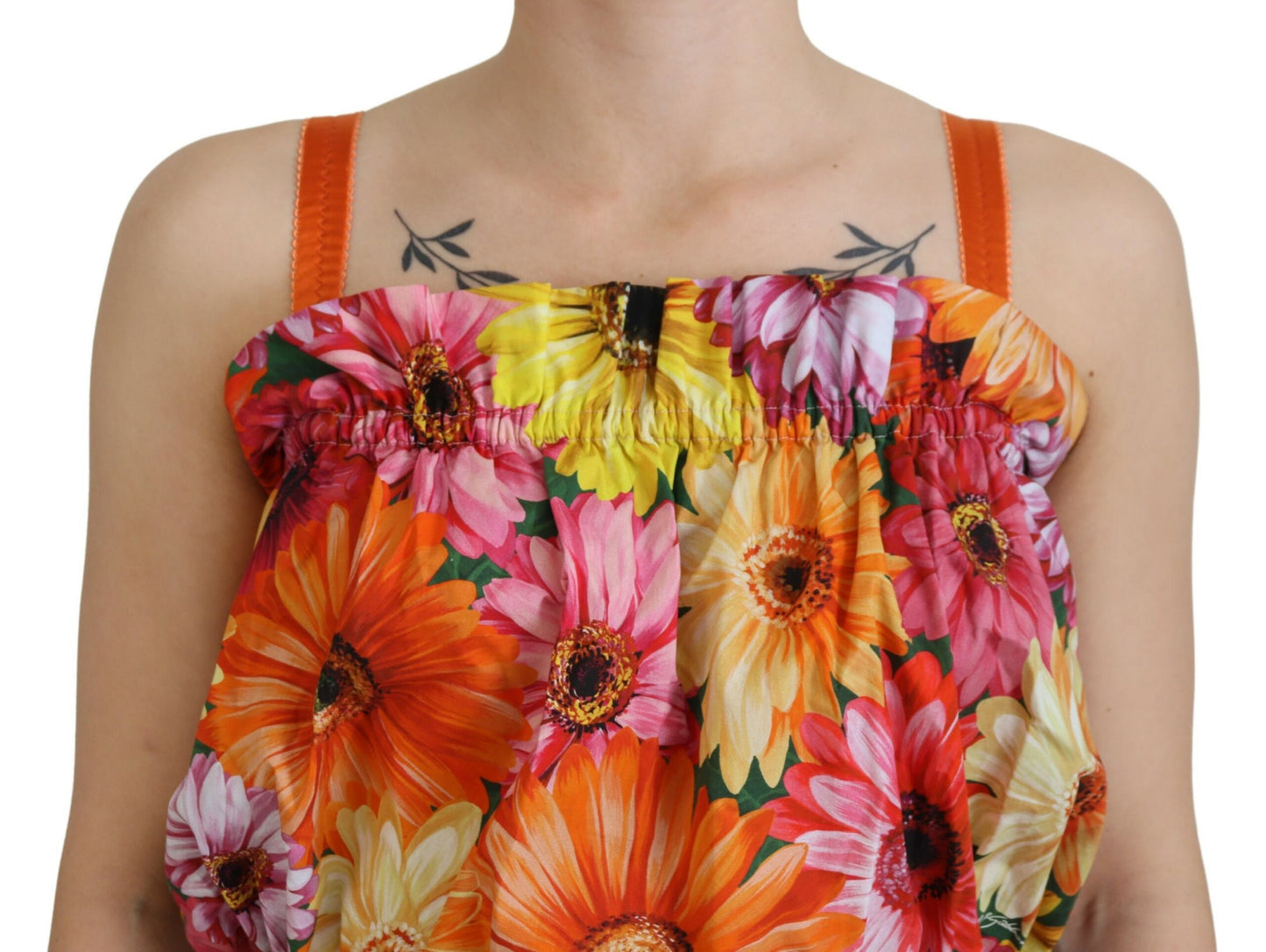 Dolce &amp; Gabbana Bluse, kurz geschnittenes Tanktop aus Baumwolle mit Blumenmuster