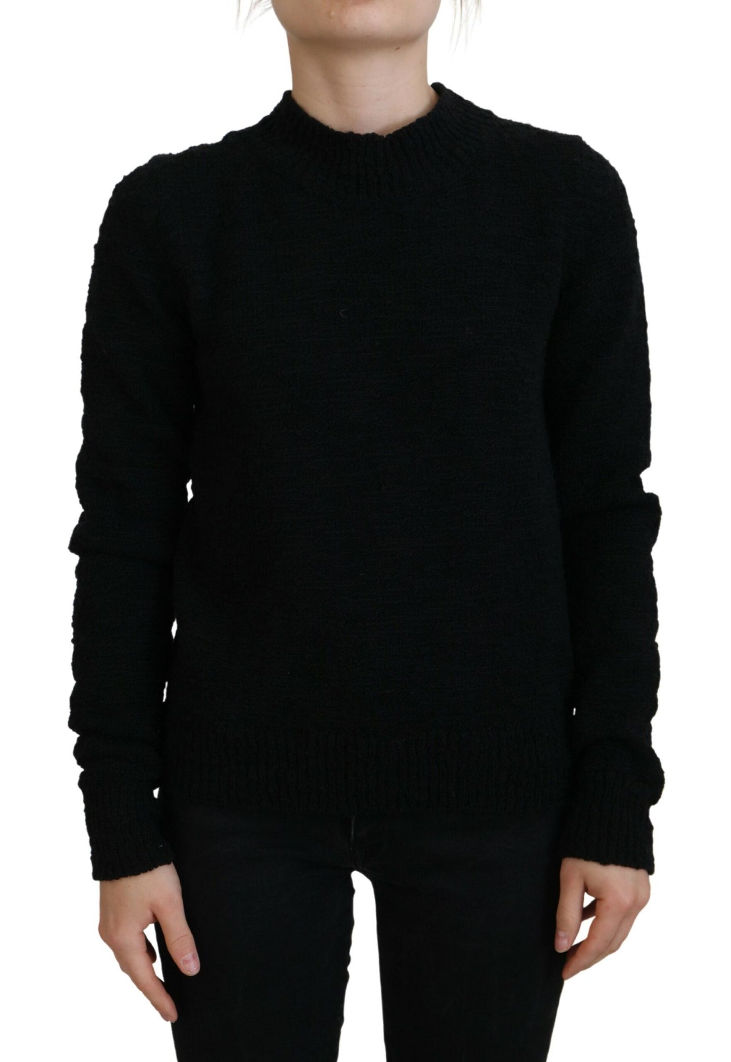 Dolce &amp; Gabbana Black Wool Knit Crewneck Pullover Sweater