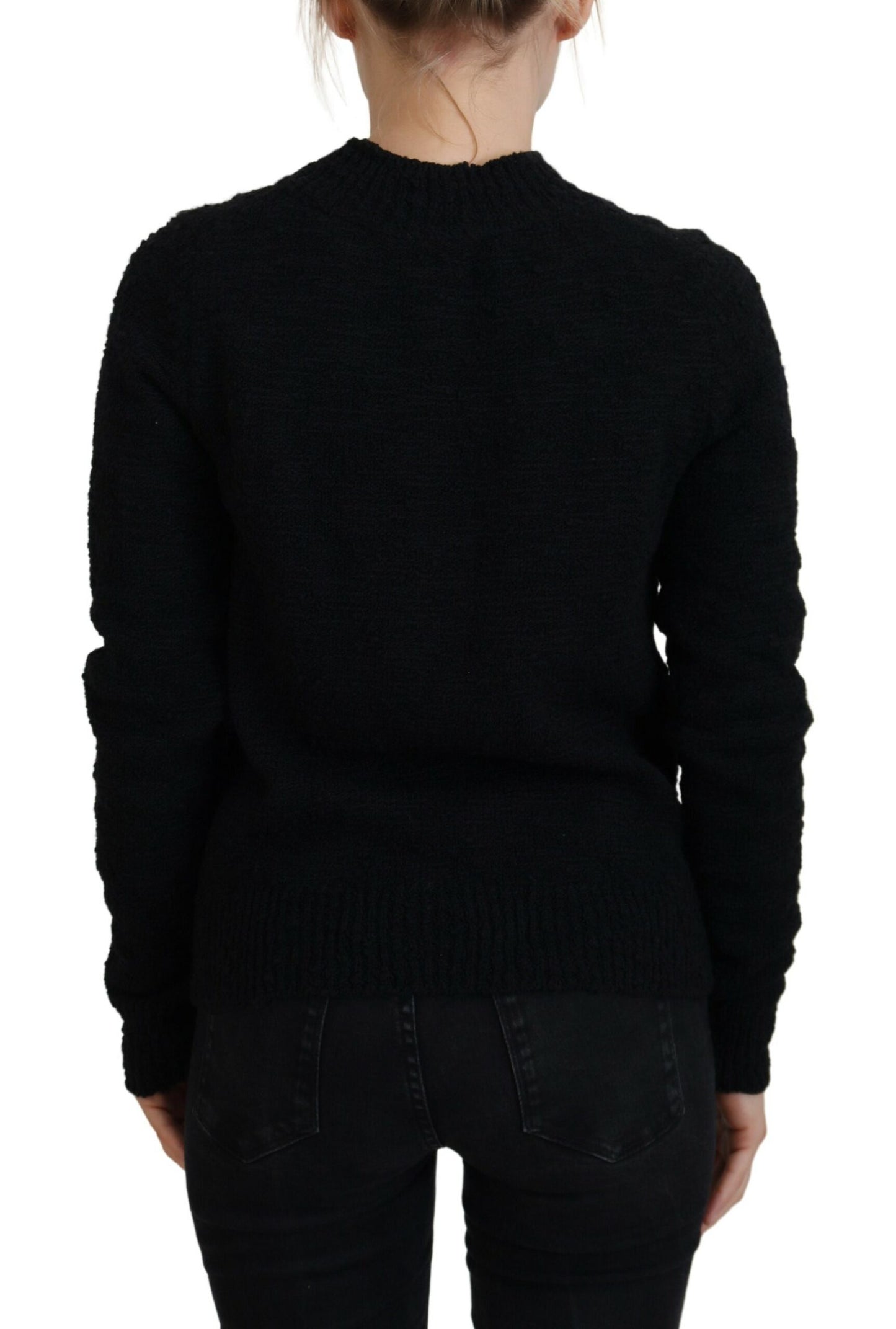 Dolce &amp; Gabbana Black Wool Knit Crewneck Pullover Sweater