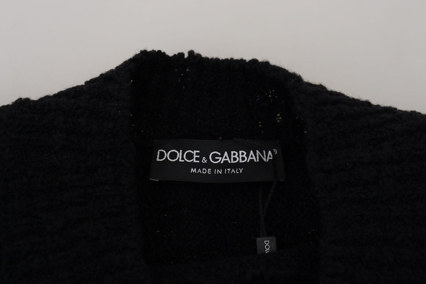 Dolce &amp; Gabbana Black Wool Knit Crewneck Pullover Sweater