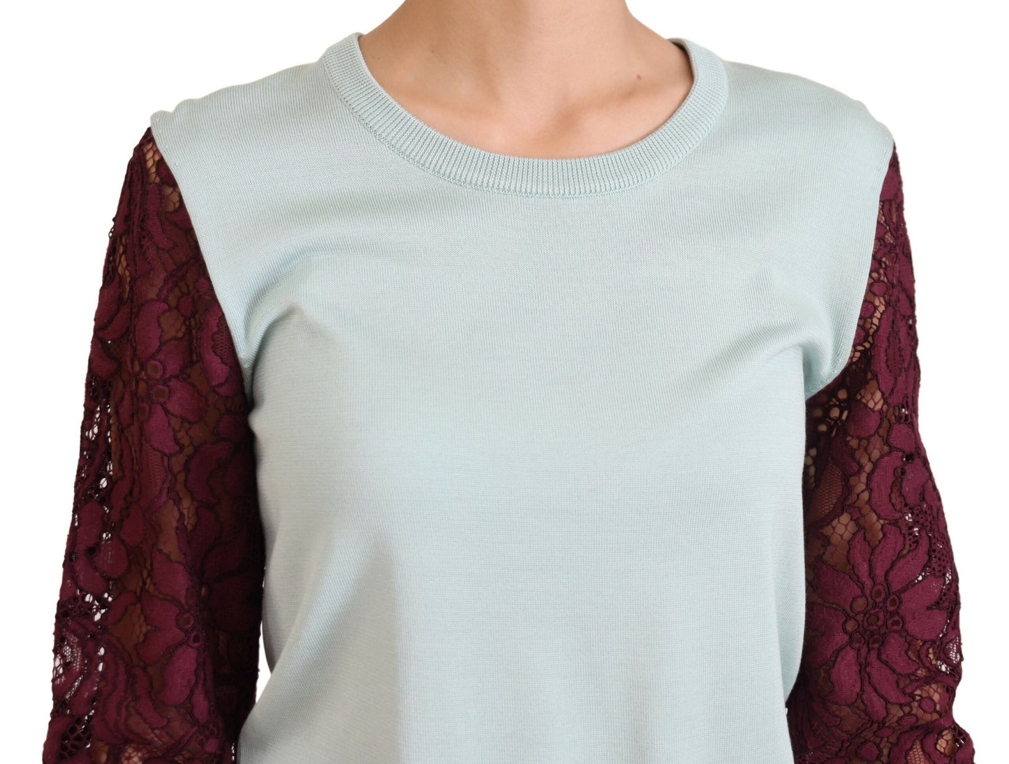 Dolce &amp; Gabbana Multicolor Lace Round Neck Pullover Sweater