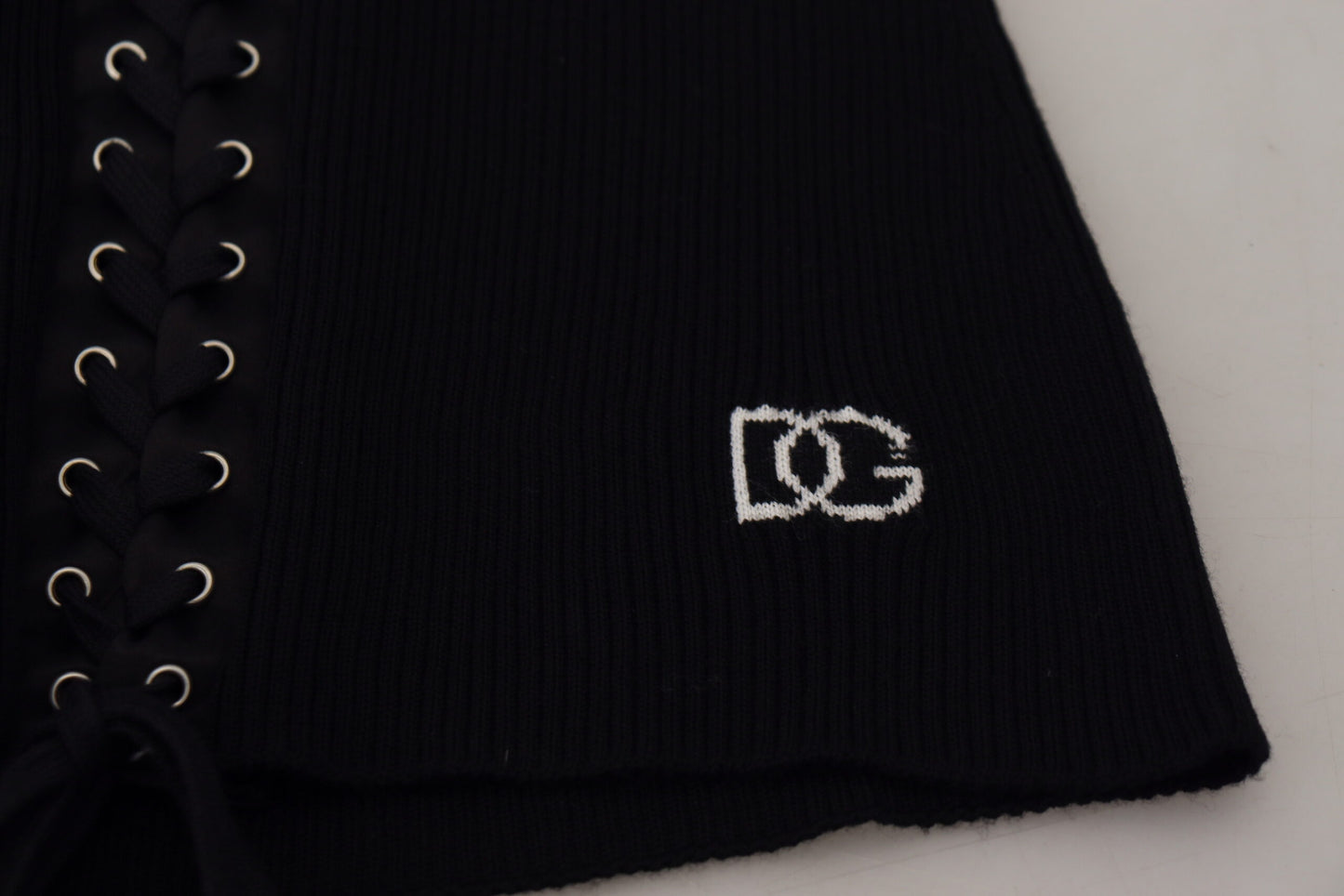 Dolce &amp; Gabbana Black Wool Knitted Tie Up Slim Fit Sweater