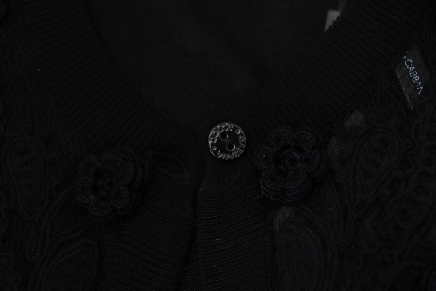 Dolce &amp; Gabbana Black Floral Lace Button Cardigan Sweater