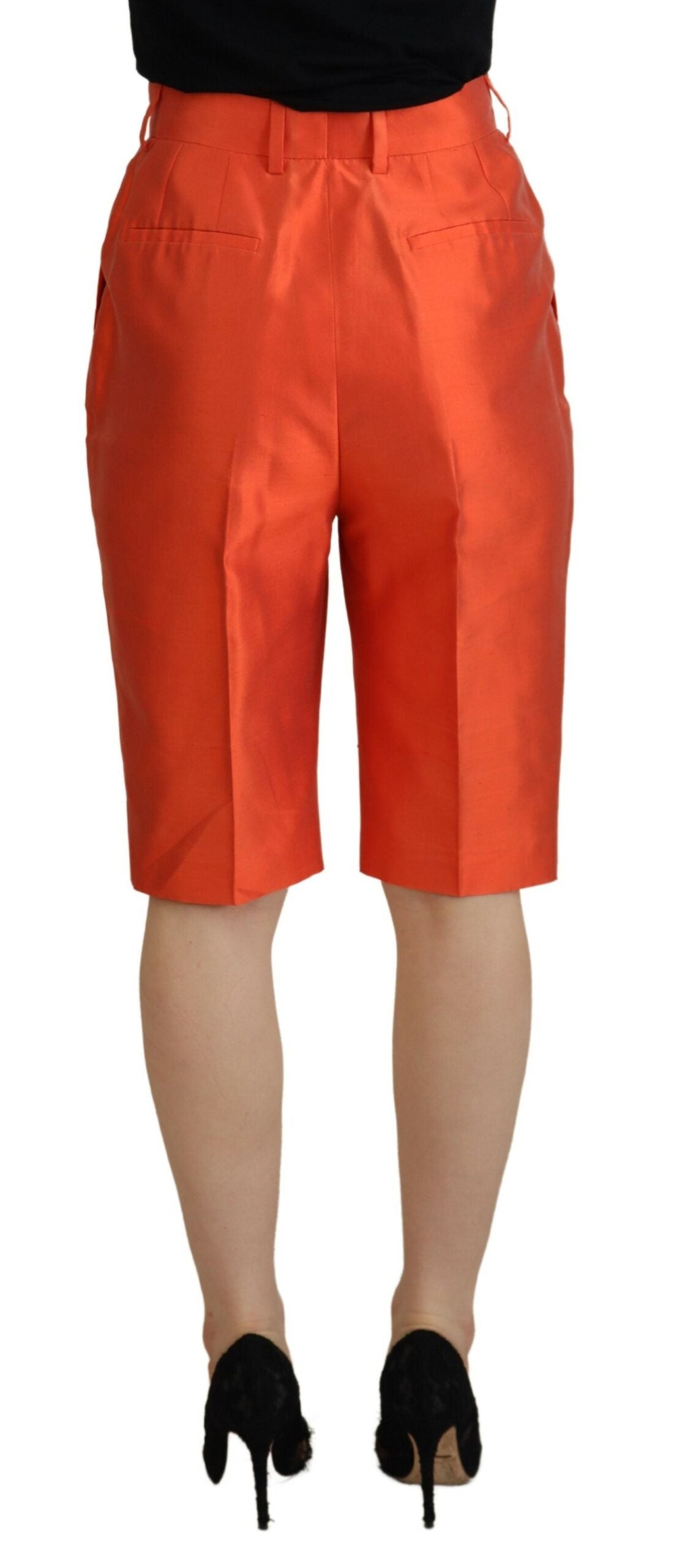 Dolce &amp; Gabbana Orange Silk High Waist Cropped Pants