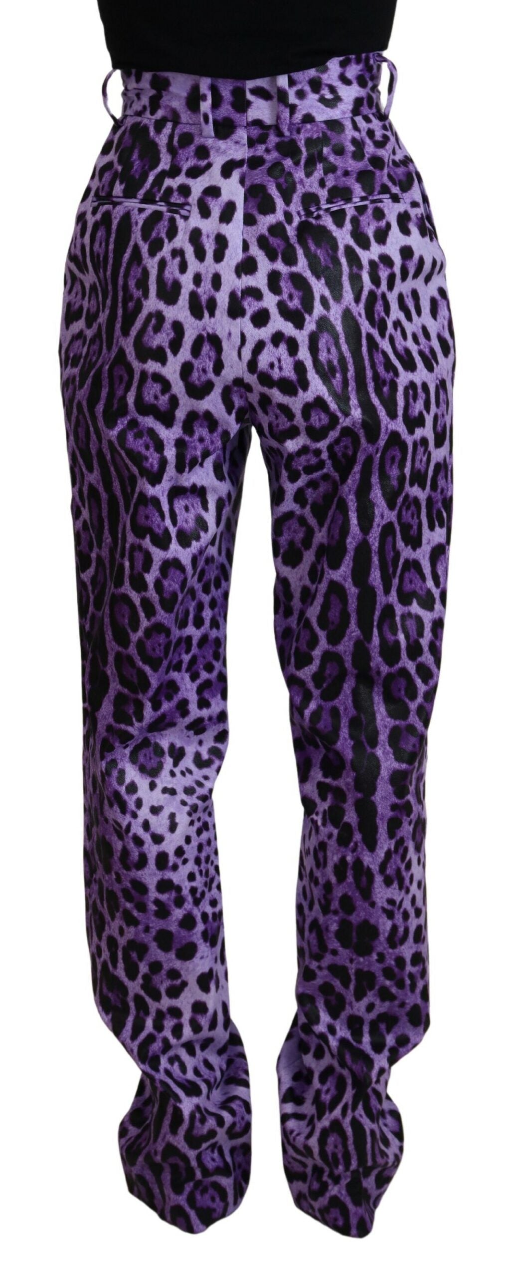 Dolce &amp; Gabbana Purple Leopard Print High Waist Pants