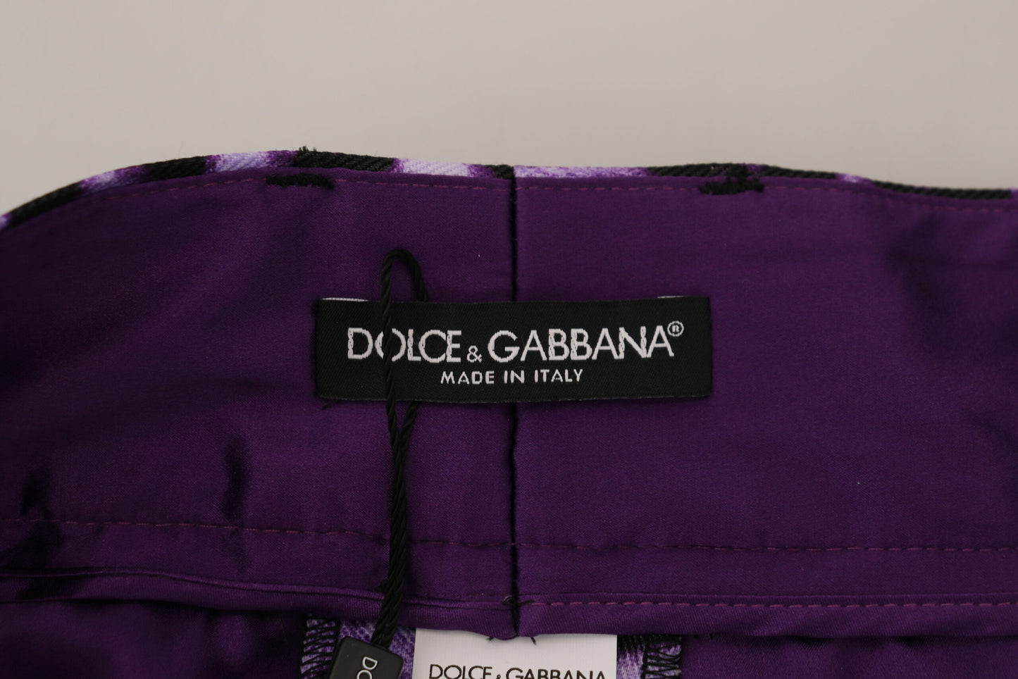 Dolce &amp; Gabbana Purple Leopard Print High Waist Pants