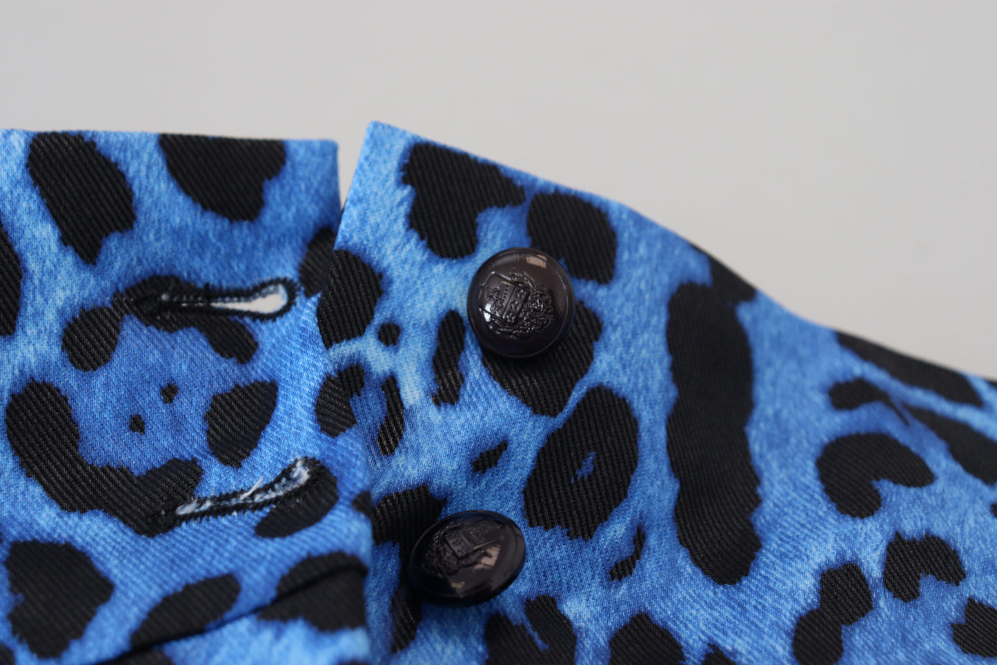 Dolce &amp; Gabbana Blue Leopard Print High Waist Pants