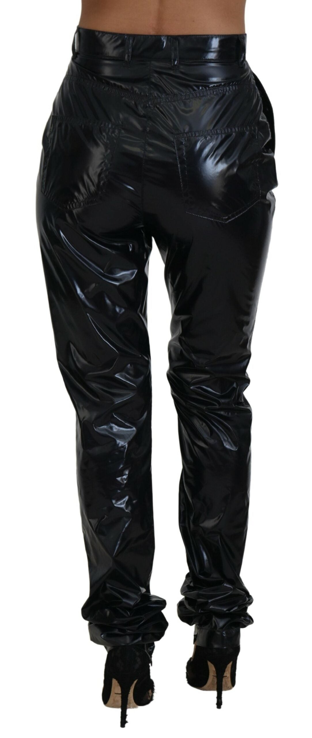 Dolce &amp; Gabbana Black Nylon High Waist Skinny Pants