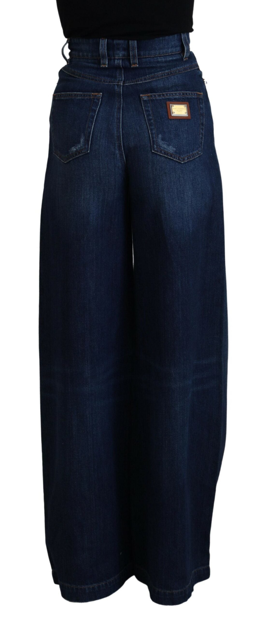 Dolce &amp; Gabbana Blue Embellished Straight Denim Cotton Jeans