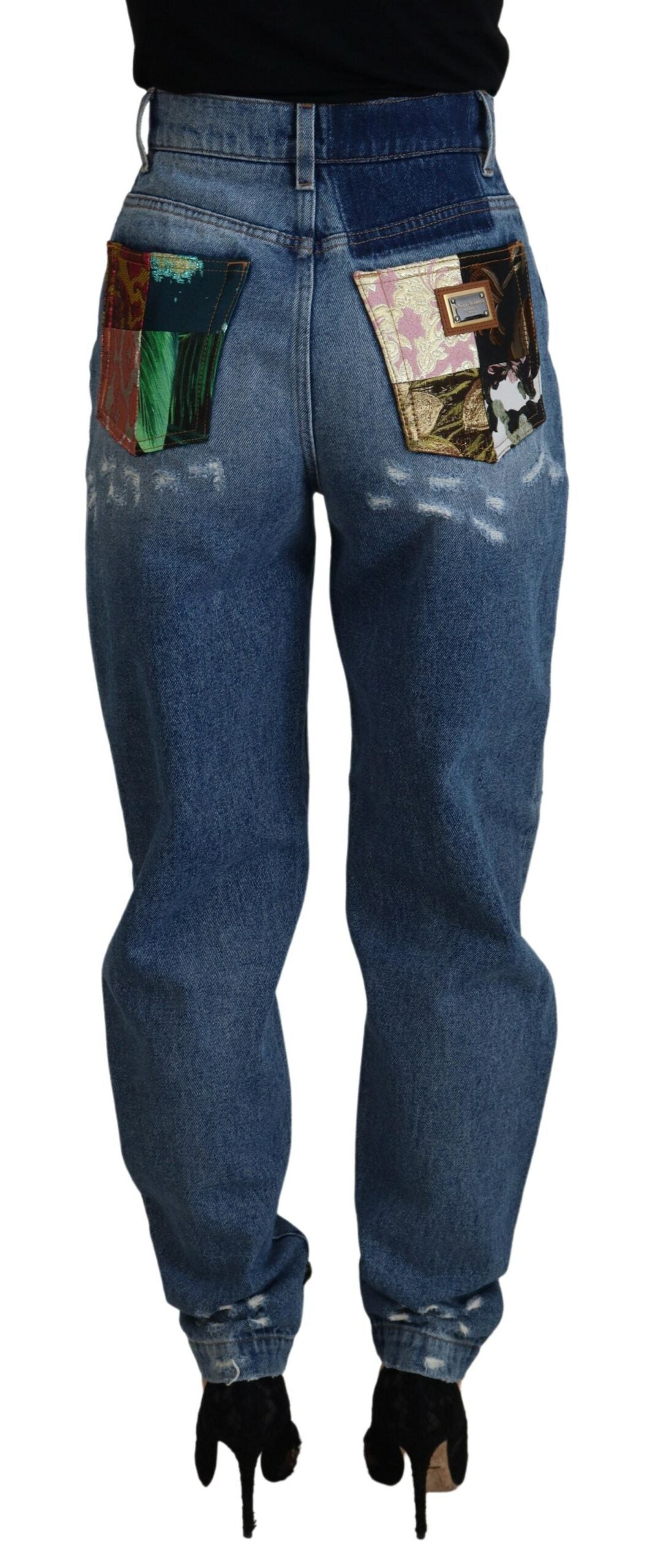 Dolce &amp; Gabbana Blue Tattered Skinny Denim Cotton Jeans