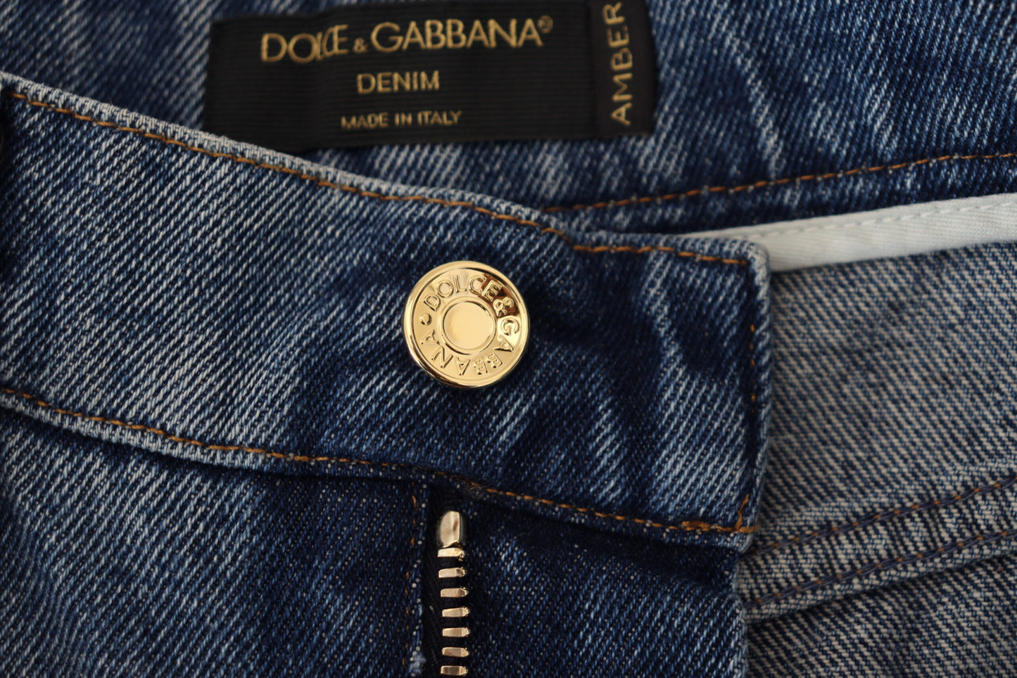 Dolce &amp; Gabbana Blue Tattered Skinny Denim Cotton Jeans