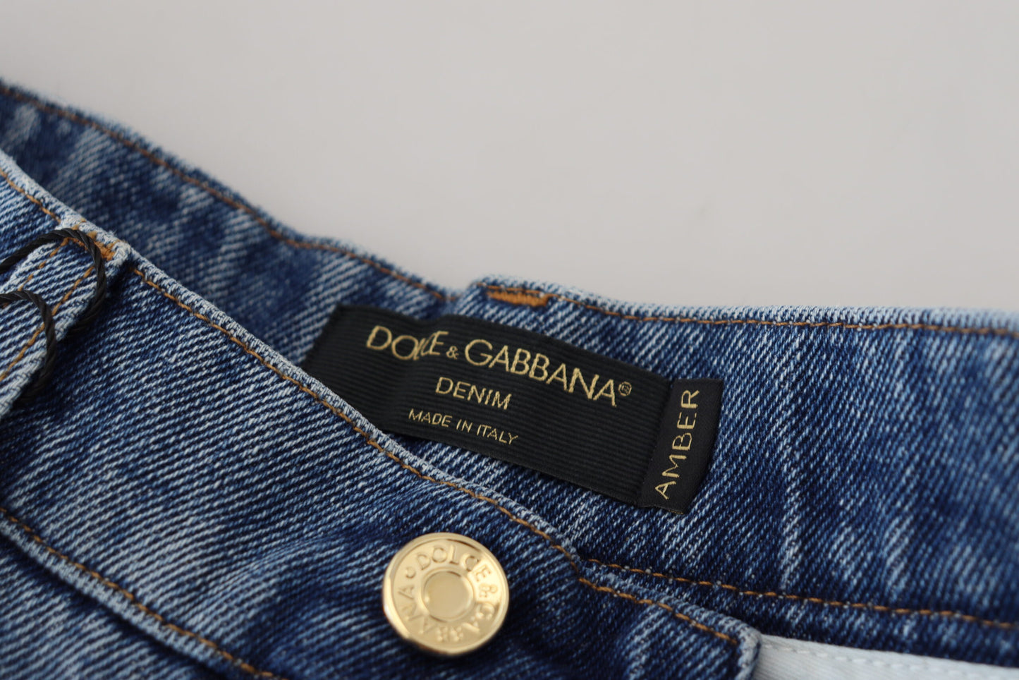 Dolce &amp; Gabbana Blue Tattered Skinny Denim Cotton Jeans