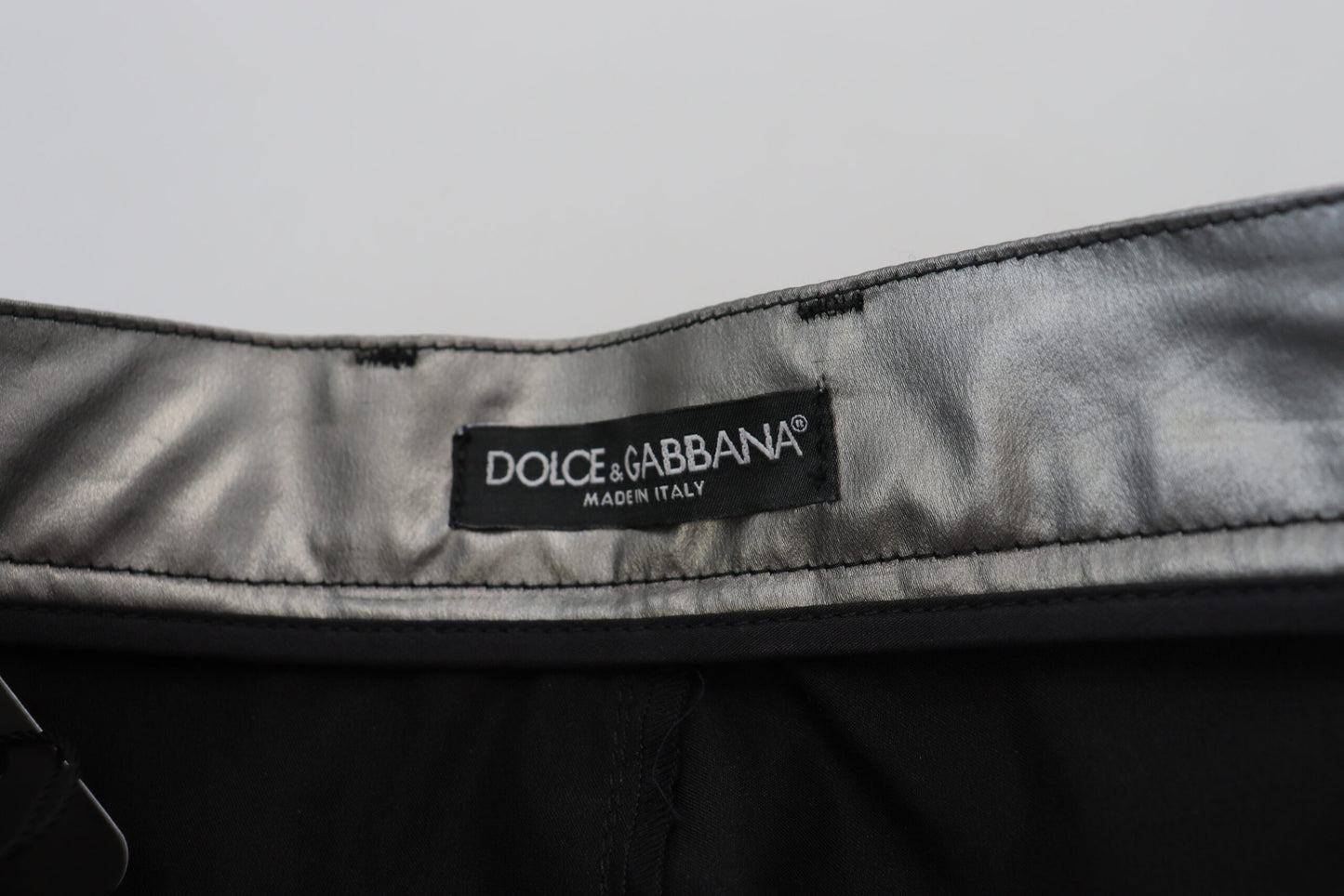 Dolce &amp; Gabbana Metallic Silver High Waist Skinny Pants