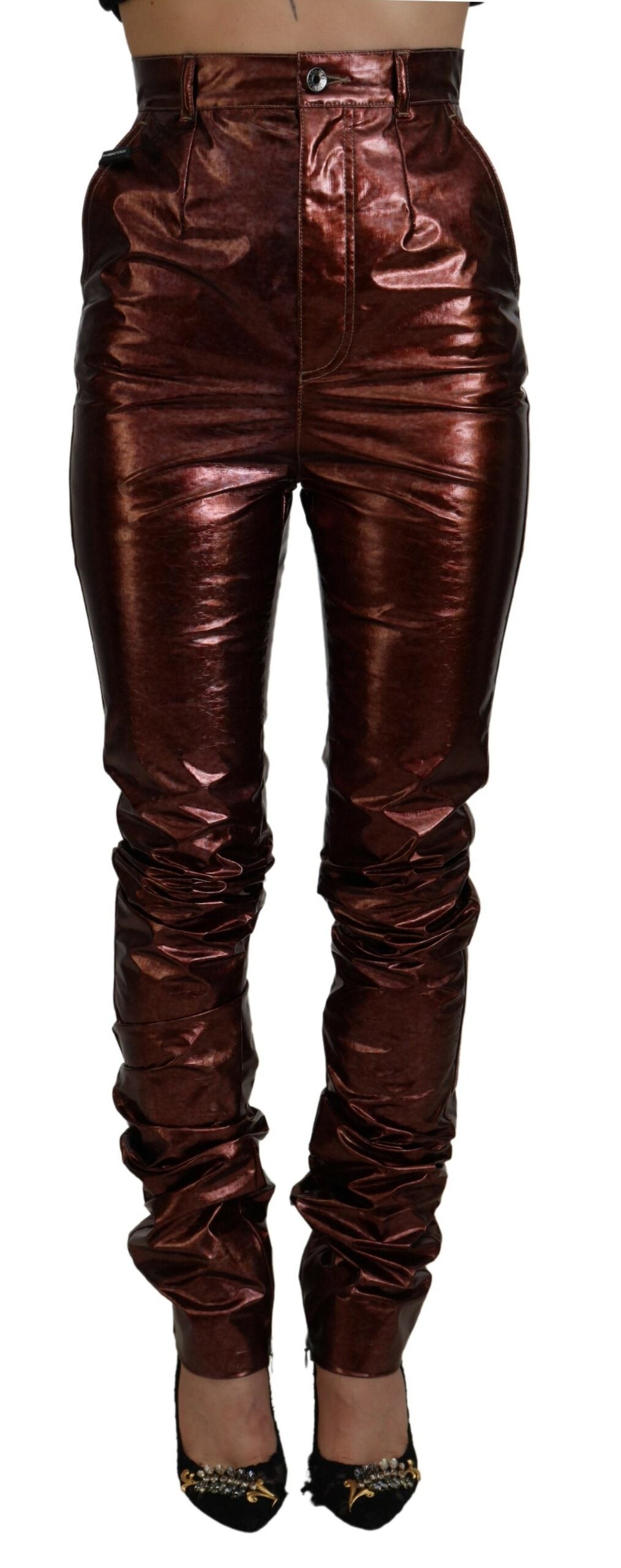 Dolce &amp; Gabbana Metallic Bronze High Waist Skinny Jeans