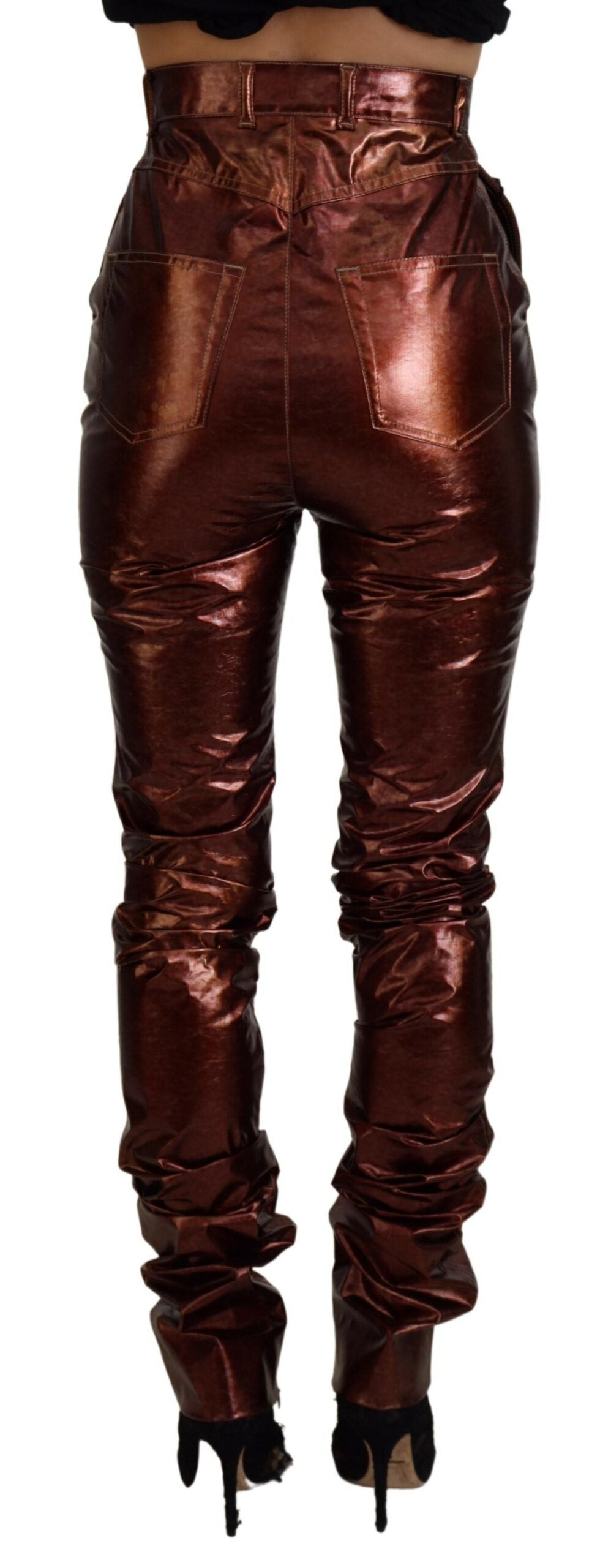 Dolce &amp; Gabbana Metallic Bronze High Waist Skinny Jeans