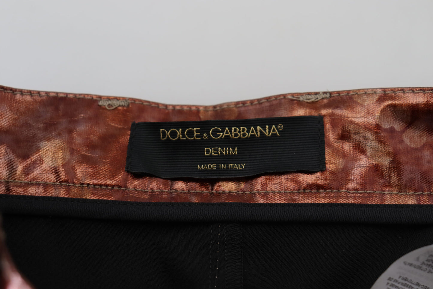 Dolce &amp; Gabbana Metallic Bronze High Waist Skinny Jeans