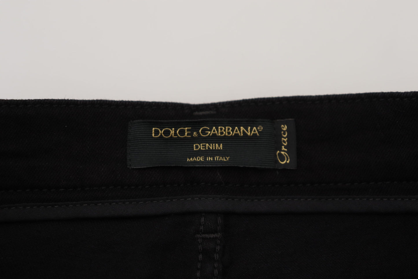 Dolce &amp; Gabbana Black Sequined Cotton Slim Fit Denim Jeans