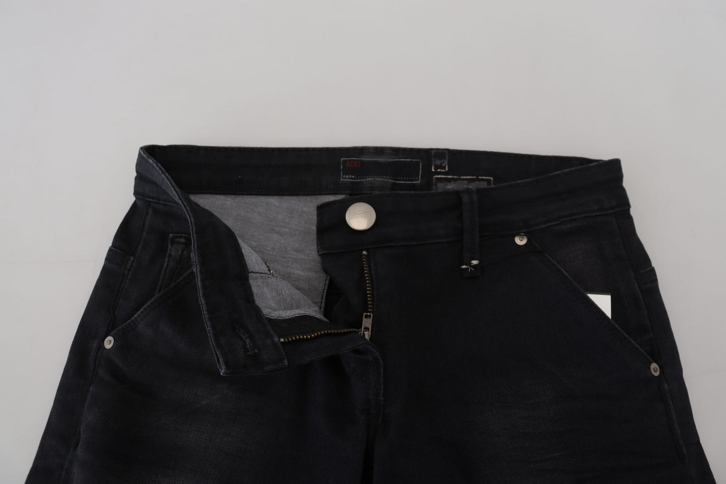 Acht Sleek Black Washed Low Waist Skinny Jeans