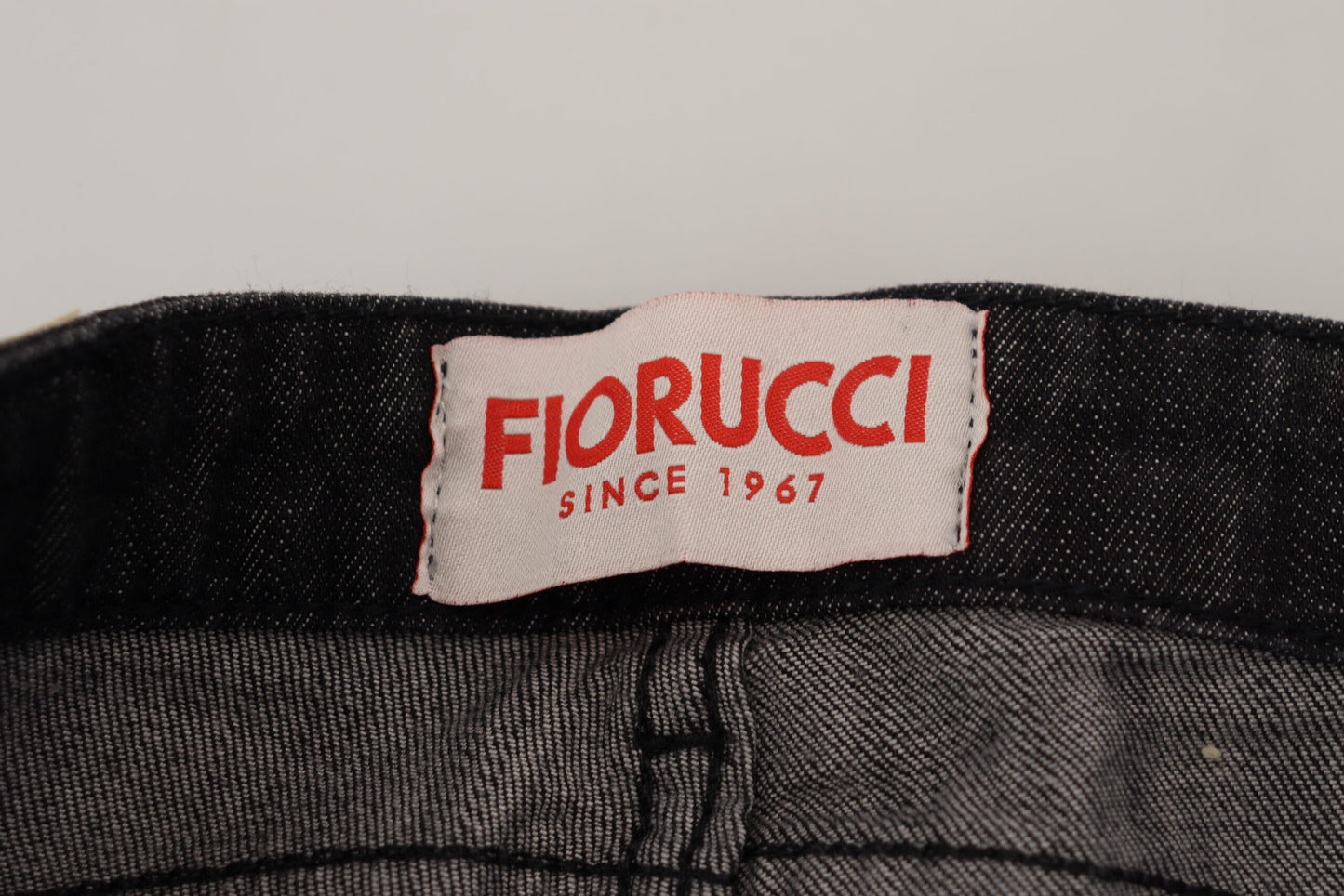 Fiorucci schwarze Baumwoll-Jeans mit niedriger Taille, Röhrenjeans für Damen