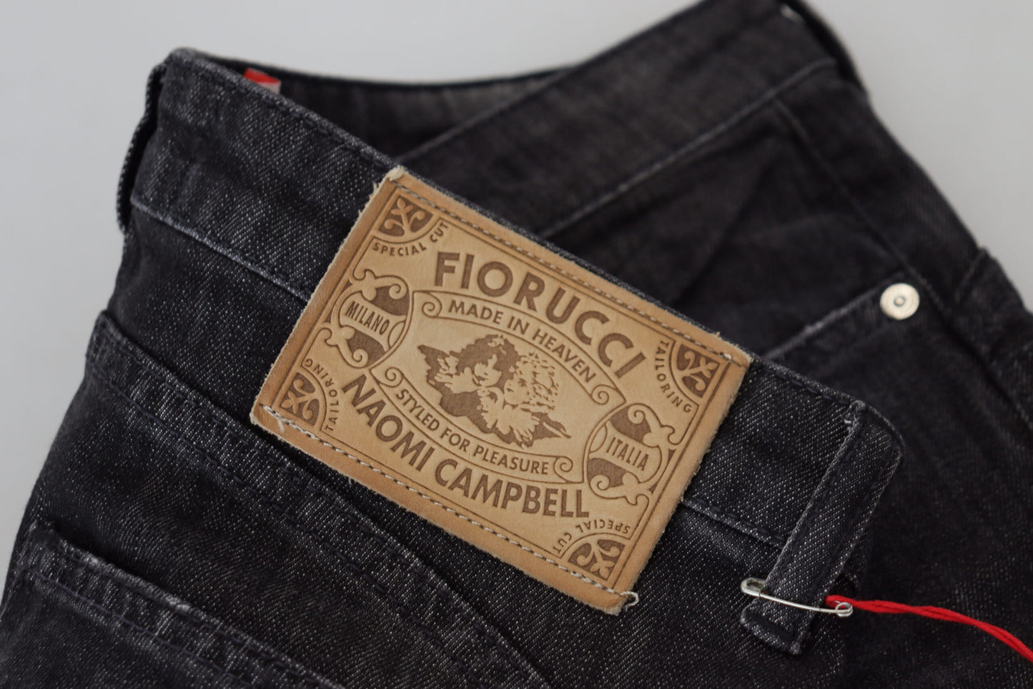 Fiorucci schwarze Baumwoll-Jeans mit niedriger Taille, Röhrenjeans für Damen