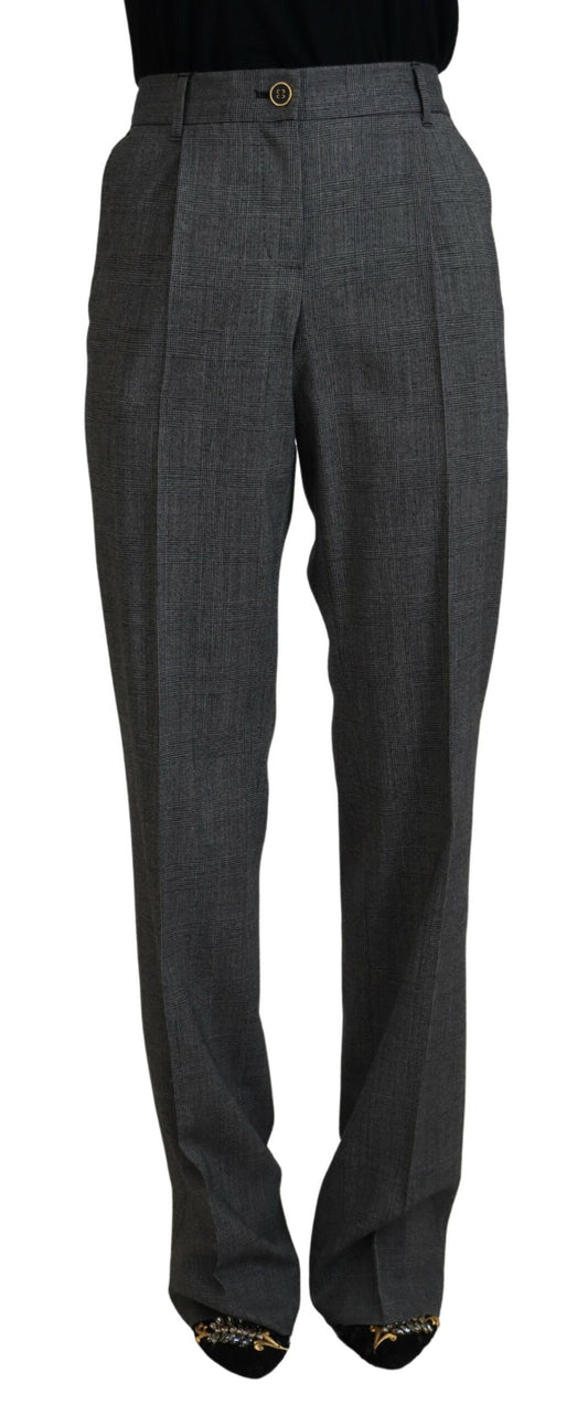 Dolce &amp; Gabbana Grey High Waist Women Wool Pants