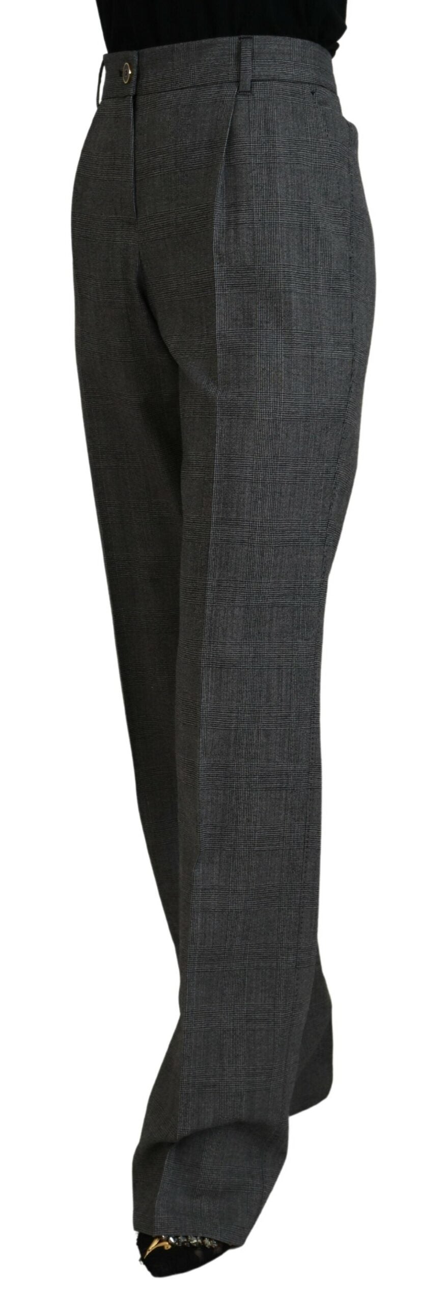 Dolce &amp; Gabbana Grey High Waist Women Wool Pants