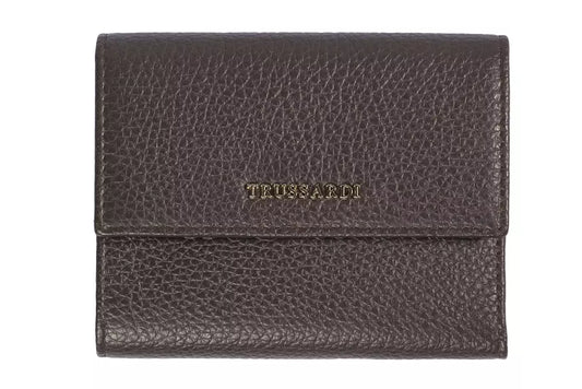 Trussardi Elegante Geldbörse aus geprägtem Leder in Braun