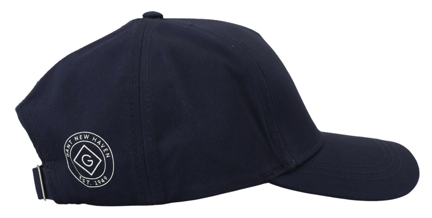 Gant Blaue Baumwoll-Baseballmütze mit Logo-Print, lässige Mütze