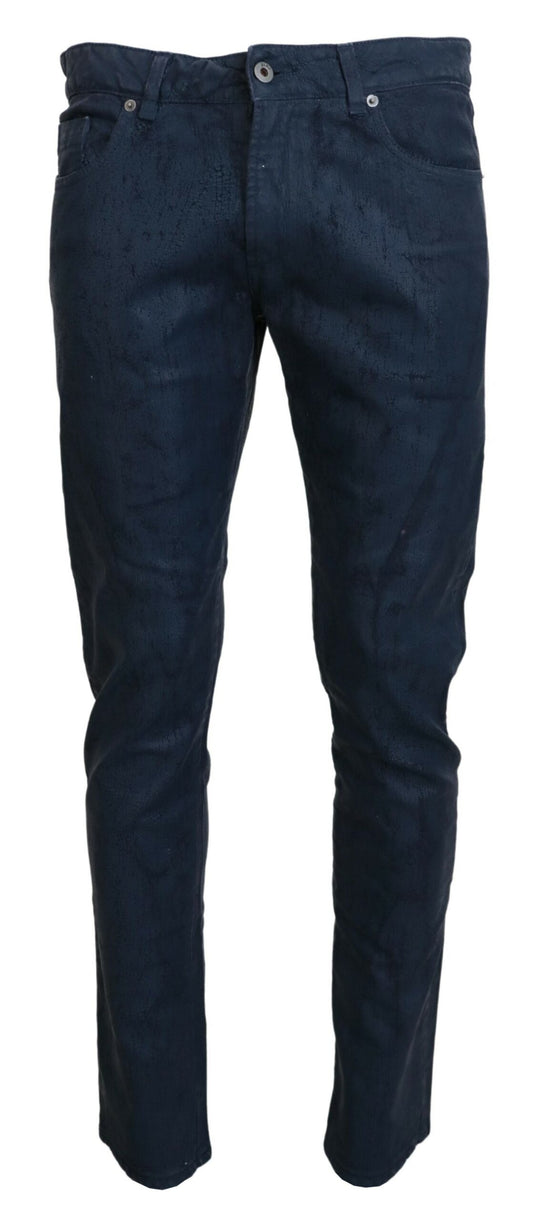 Blaue, schmal zulaufende Slim-Fit-Jeans für Herren aus lässigem Denim von Exte