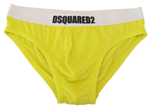 Dsquared² Gelb-Weiß-Logo-Modal-Stretch-Herren-Unterhose