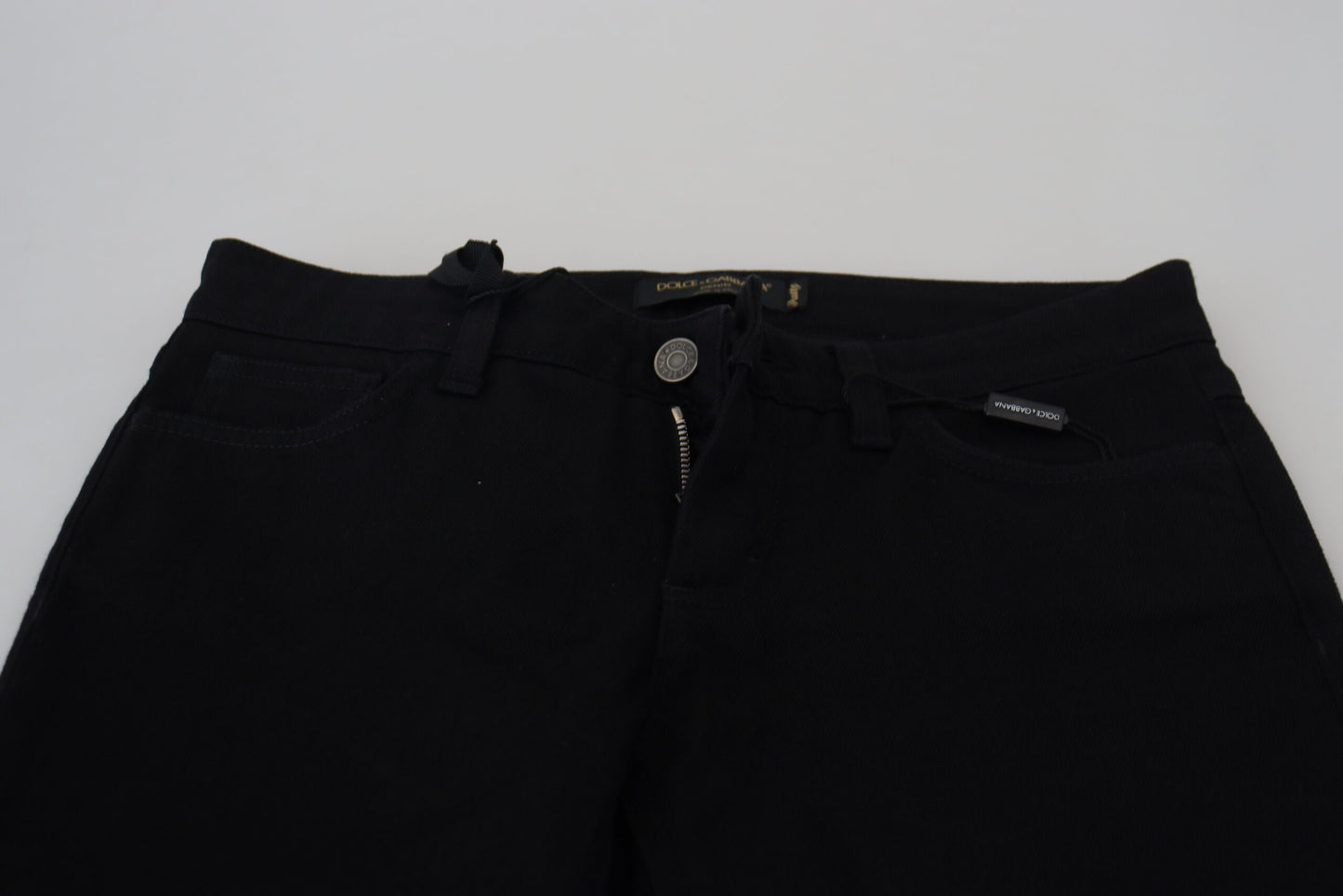 Dolce &amp; Gabbana Black Cotton Low Waist Slim Fit Denim Jeans