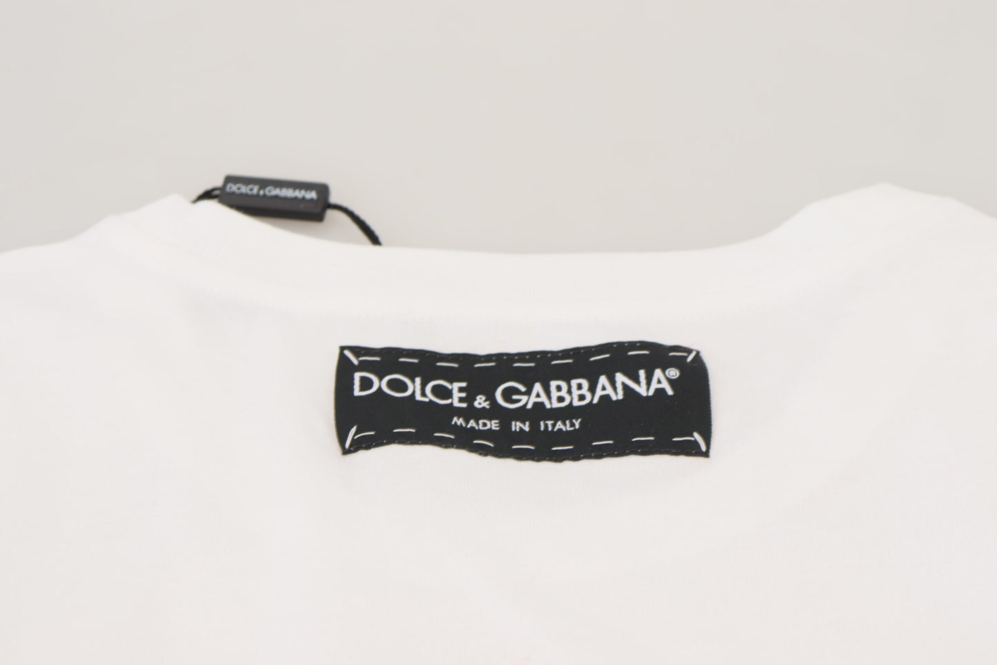 Dolce &amp; Gabbana T-Shirt-Oberteil, weiß, strukturiert, kurzärmelig