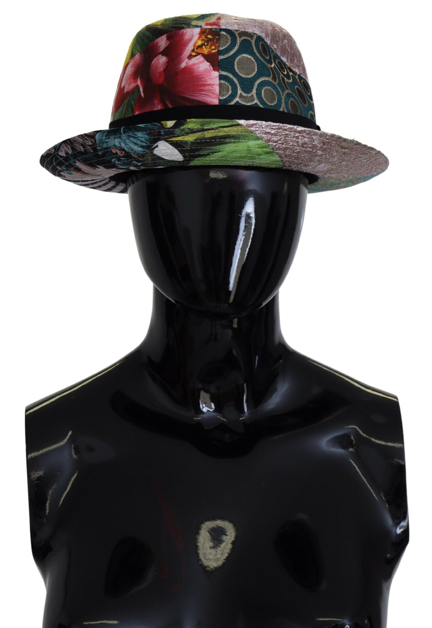 Dolce &amp; Gabbana Multicolor Patchwork Women Fedora Wide Brim Hat