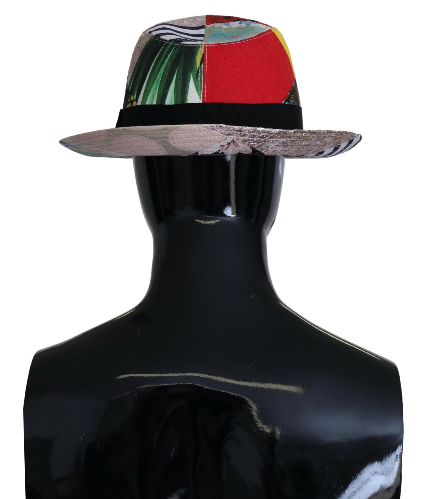 Dolce &amp; Gabbana Multicolor Patchwork Women Fedora Wide Brim Hat